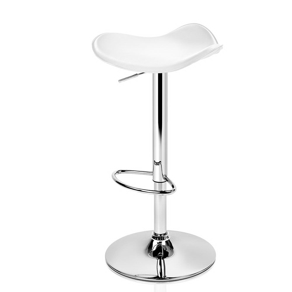 Artiss 2x Gas Lift Bar Stools Swivel Chairs Leather Chrome White