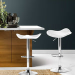 Artiss 2x Gas Lift Bar Stools Swivel Chairs Leather Chrome White