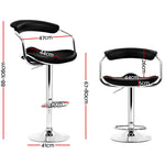 Artiss 2x Leather Bar Stools ADE Kitchen Chairs Swivel Bar Stool Black Gas Lift