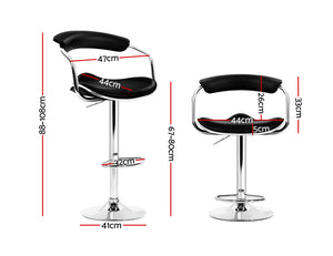 Artiss 2x Leather Bar Stools ADE Kitchen Chairs Swivel Bar Stool Black Gas Lift
