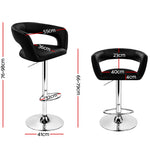 Artiss 2x Gas Lift Bar Stools Swivel Chairs Leather Chrome Black