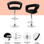 Artiss 2x Gas Lift Bar Stools Swivel Chairs Leather Chrome Black