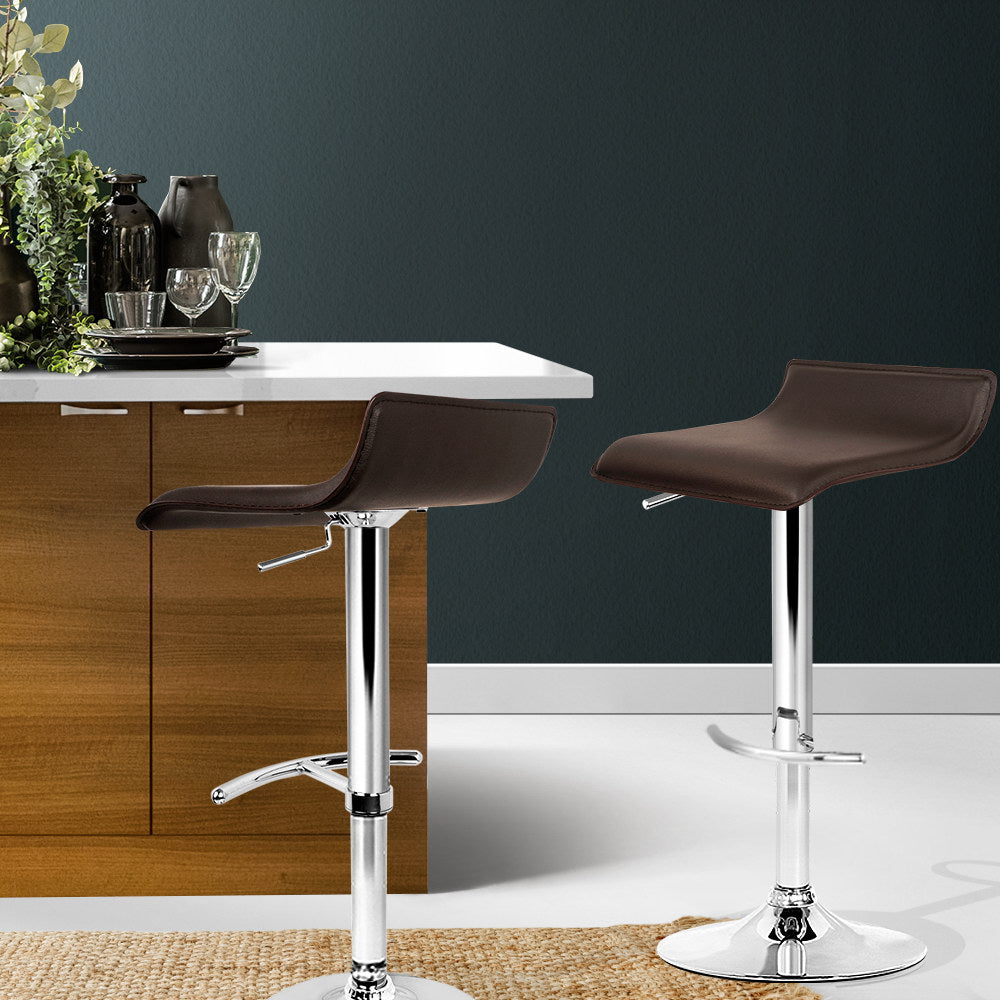 Artiss Set of 2 PU Leather Bar Stools - Chocolate
