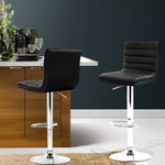 Artiss 2x Leather Bar Stools ARNE Swivel Bar Stool Kitchen Chairs Black Gas Lift Black