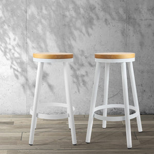 Artiss Set of 2 Wooden Stackable Bar Stools 