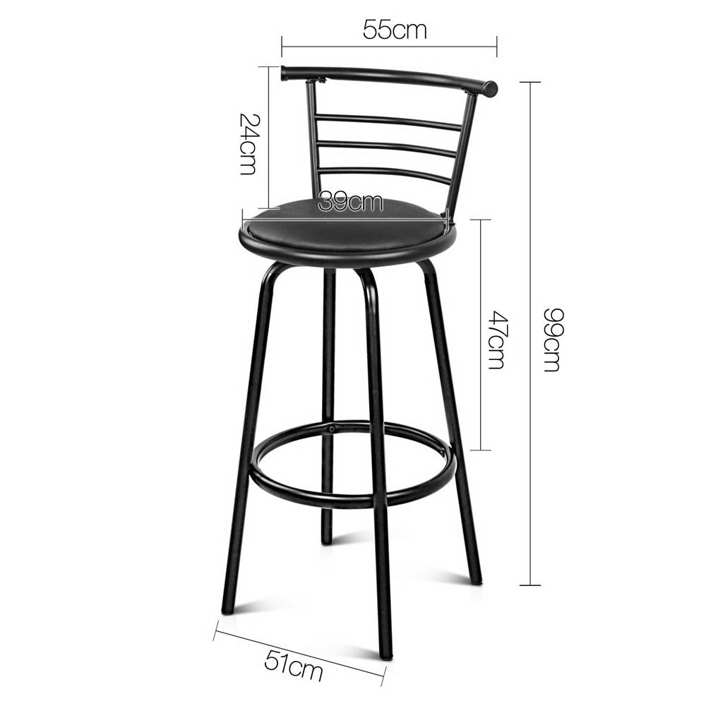 Artiss Set of 2 PU Leather Bar Stools - Black