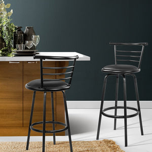 Artiss Set of 2 PU Leather Bar Stools - Black