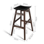 Artiss Set of 2 Wooden and Padded Bar Stools - Black