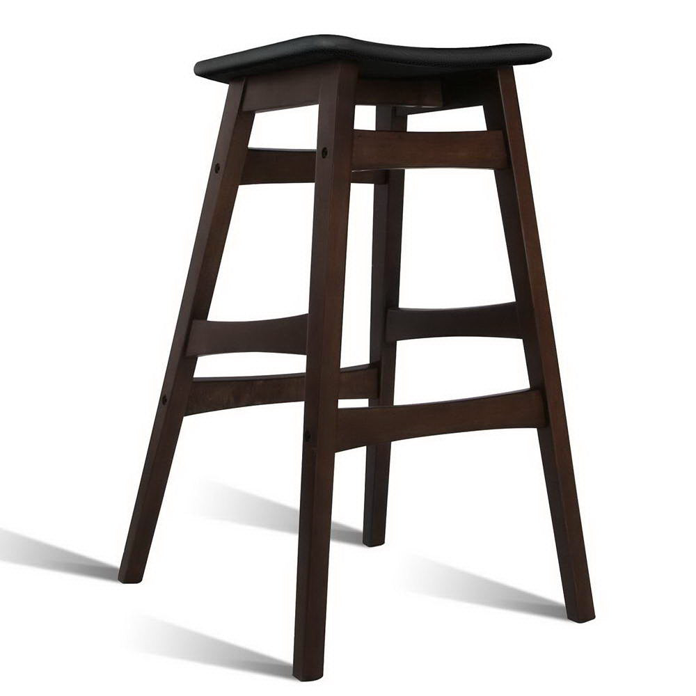 Artiss Set of 2 Wooden and Padded Bar Stools - Black