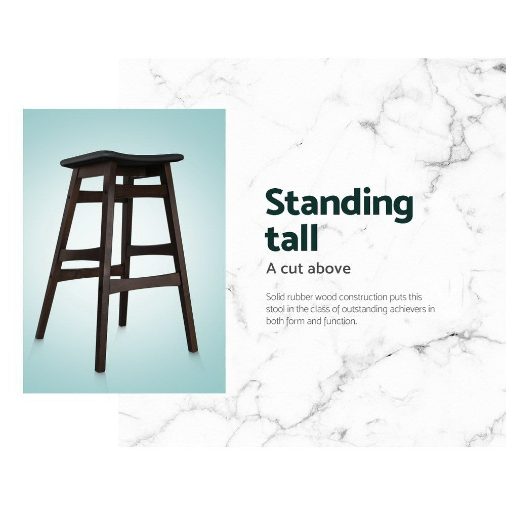 Artiss Set of 2 Wooden and Padded Bar Stools - Black