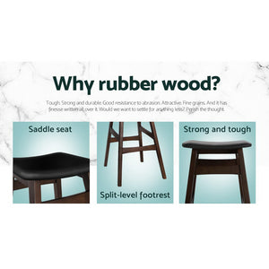 Artiss Set of 2 Wooden and Padded Bar Stools - Black