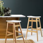 Artiss Set of 2 Wooden and Padded Bar Stools - White