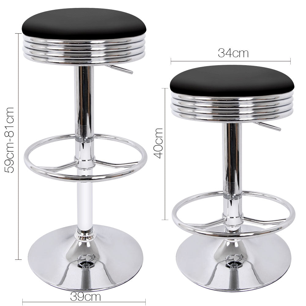 Artiss Set of 2 PU Leather Backless Bar Stools - Black