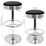 Artiss Set of 2 PU Leather Backless Bar Stools - Black