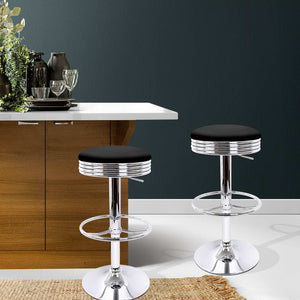 Artiss Set of 2 PU Leather Backless Bar Stools - Black