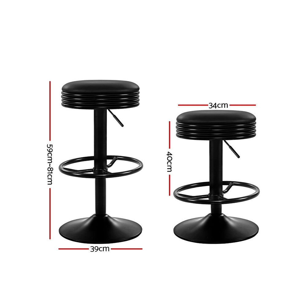 Artiss 2x Kitchen Bar Stools Gas Lift Bar Stool Chairs Swivel Barstools Black