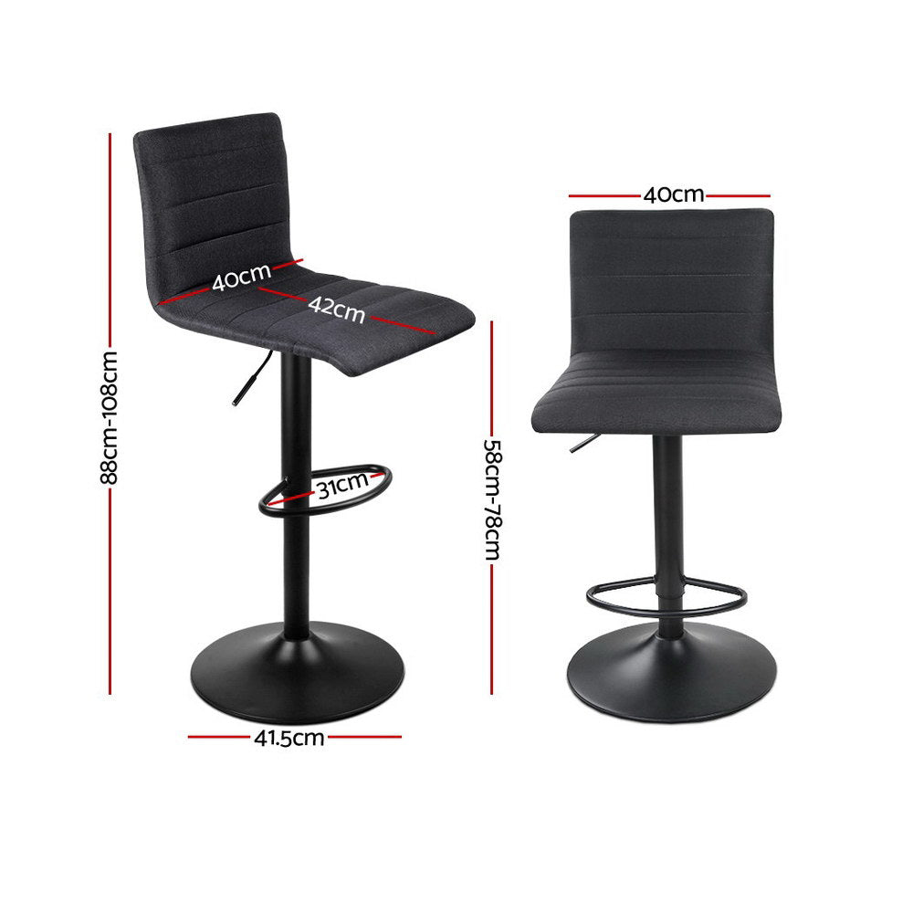 Artiss Set of 2 Fabric Bar Stools - Black