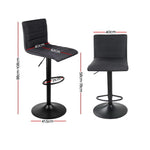 Artiss Set of 2 Fabric Bar Stools - Black
