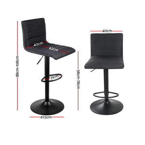 Artiss Set of 2 Fabric Bar Stools - Black