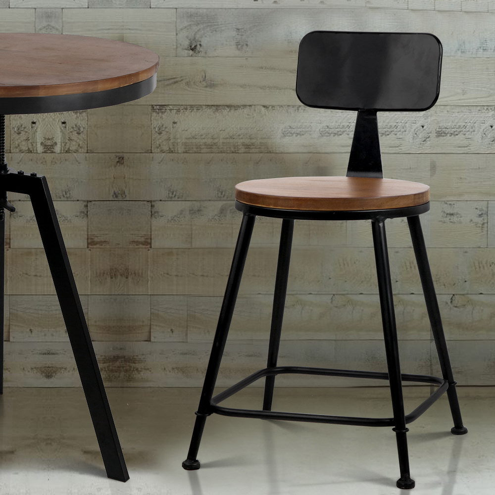 Artiss Set of 2 Elm Wood Dining Chairs - Dark Brown