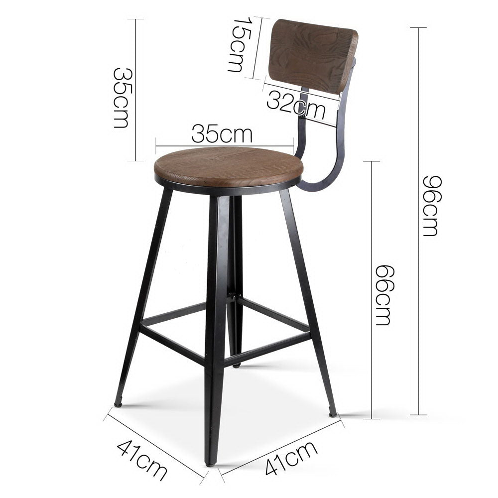Artiss Industrial Swivel Bar Stool - Black