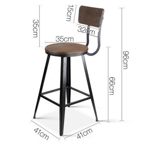 Artiss Industrial Swivel Bar Stool - Black
