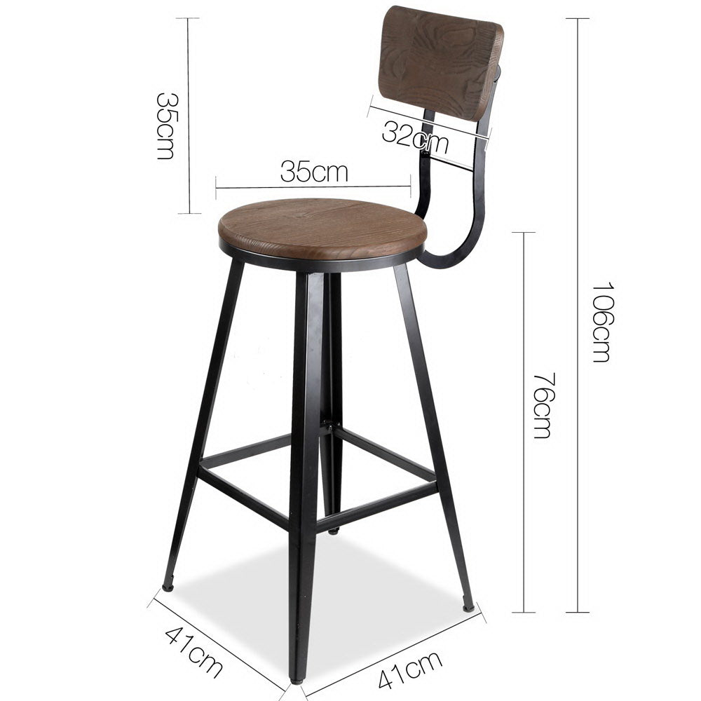 Artiss Industrial Swivel Bar Stool - Black