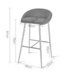 Artiss Set of 2 Fabric Bar Stools - Grey