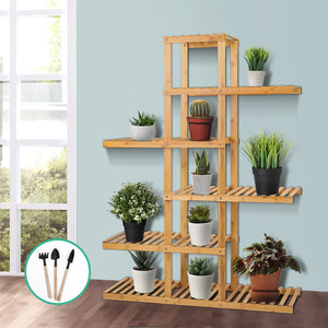 Artiss Bamboo Wooden Plant Stand Garden Planter Flower Pots Stand Shelf