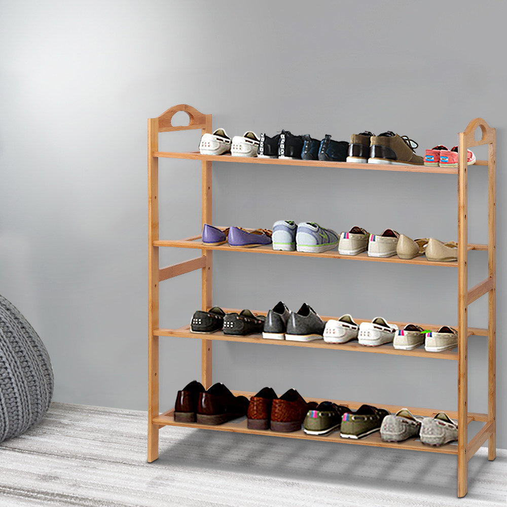 Artiss Bamboo Shoe Rack Organiser Wooden Stand Shelf 4 Tiers Shelves