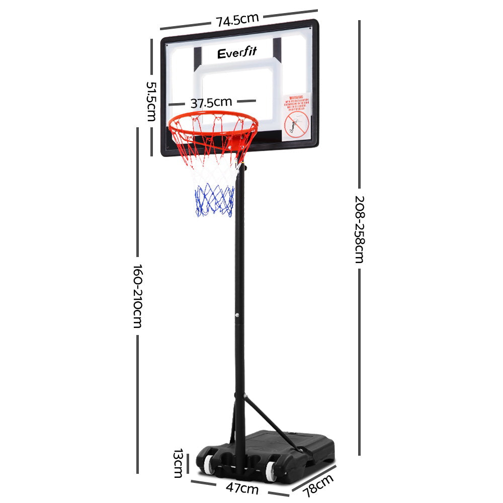 Everfit Adjustable Portable Basketball Stand Hoop System Rim