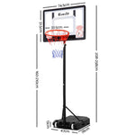 Everfit Adjustable Portable Basketball Stand Hoop System Rim