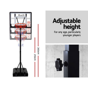 Everfit Adjustable Portable Basketball Stand Hoop System Rim