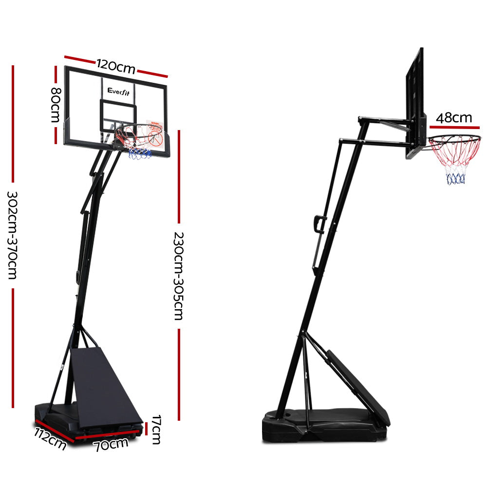 Everfit 3.05M Adjustable Portable Basketball Stand Hoop System Rim