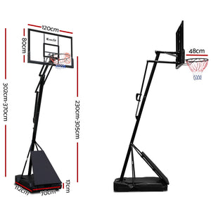 Everfit 3.05M Adjustable Portable Basketball Stand Hoop System Rim