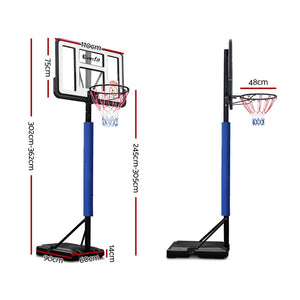 Everfit 3.05M Basketball Hoop Stand System Ring Portable Net Height Adjustable Blue