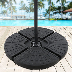 Instahut Outdoor Umbrella Stand 4 x Base Pod Plate Sand/Water Patio Cantilever Fanshaped