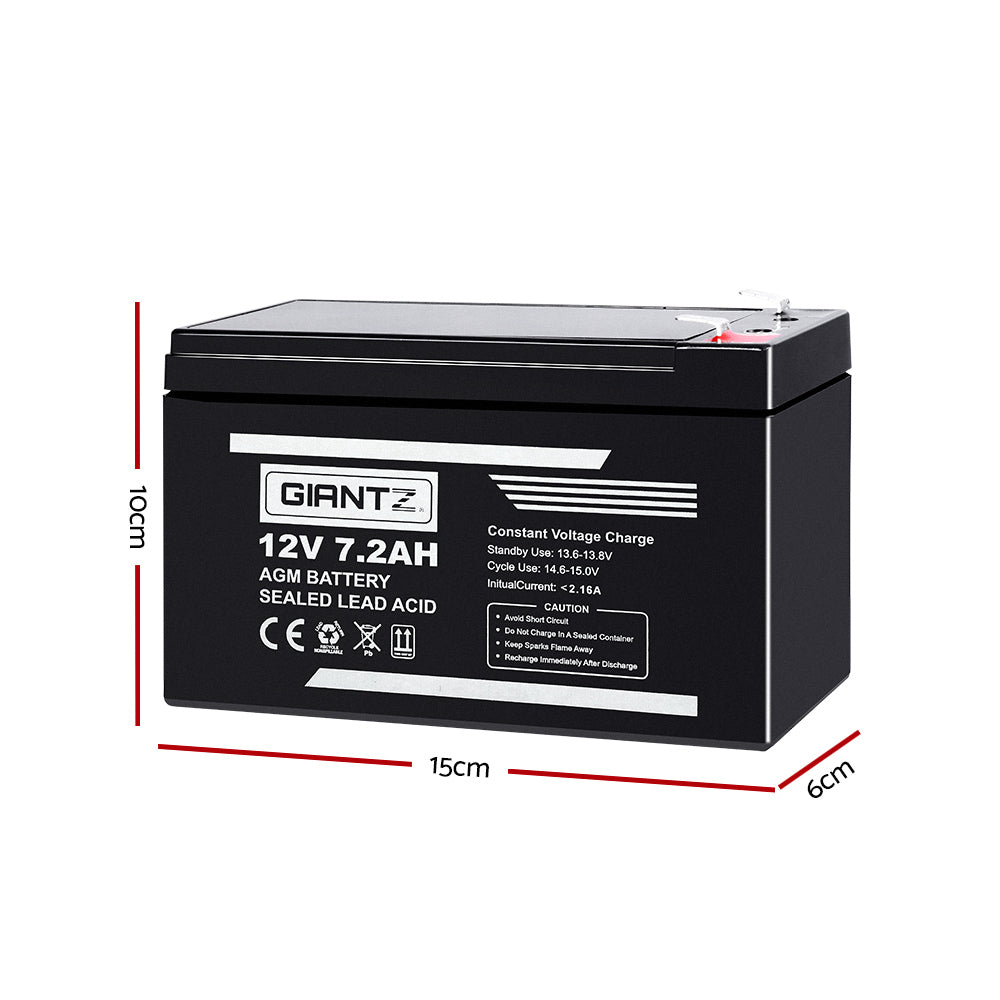 Giantz 2X 12V 7.2Ah SLA Battery AGM Rechargeable Sealed Lead Acid Batteries