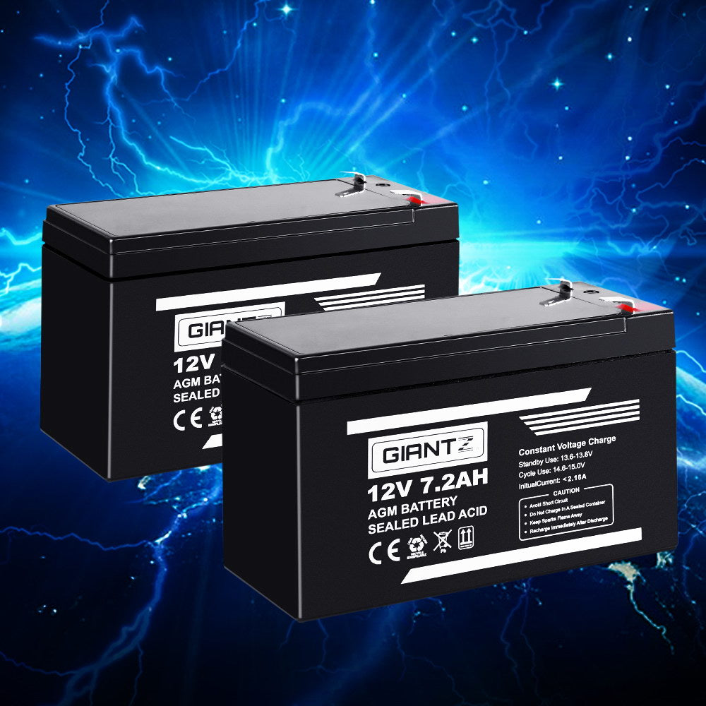 Giantz 2X 12V 7.2Ah SLA Battery AGM Rechargeable Sealed Lead Acid Batteries