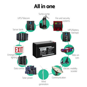 Giantz 12V 9Ah SLA Battery AGM Rechargeable Sealed Lead Acid Battery