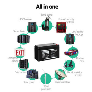 Giantz 2X 12V 9Ah SLA Battery AGM Rechargeable Sealed Lead Acid Batteries