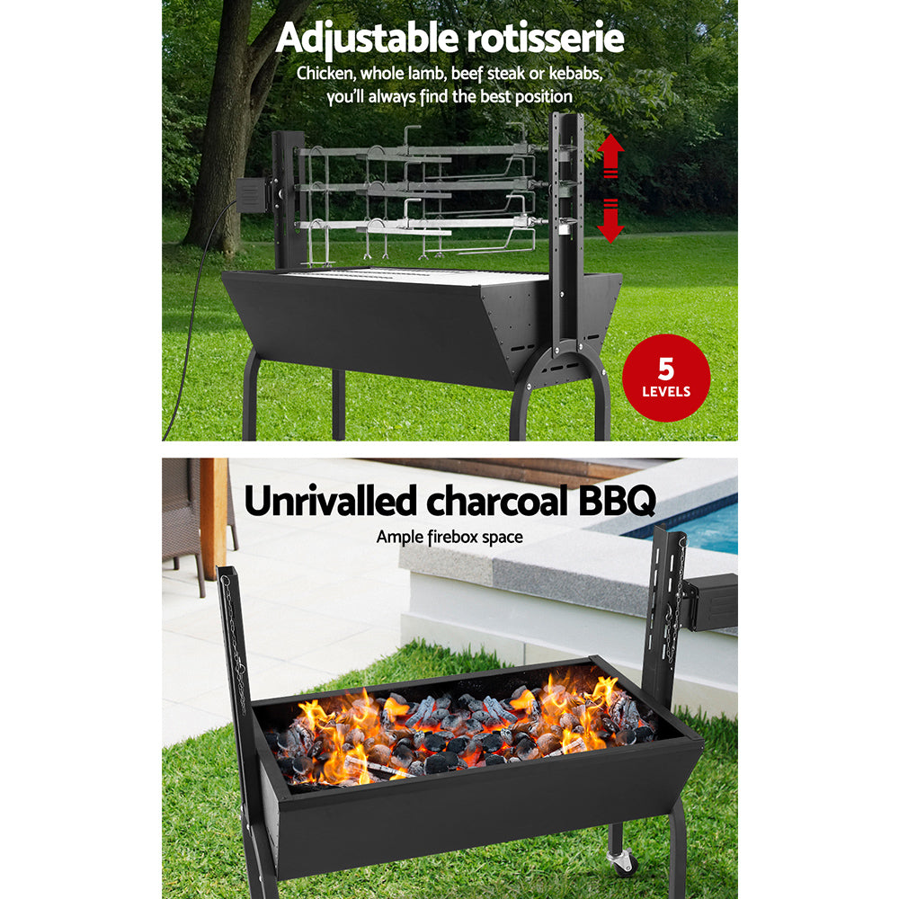 Grillz Electric Rotisserie BBQ Charcoal Smoker Grill Spit Roaster Outdoor Burner