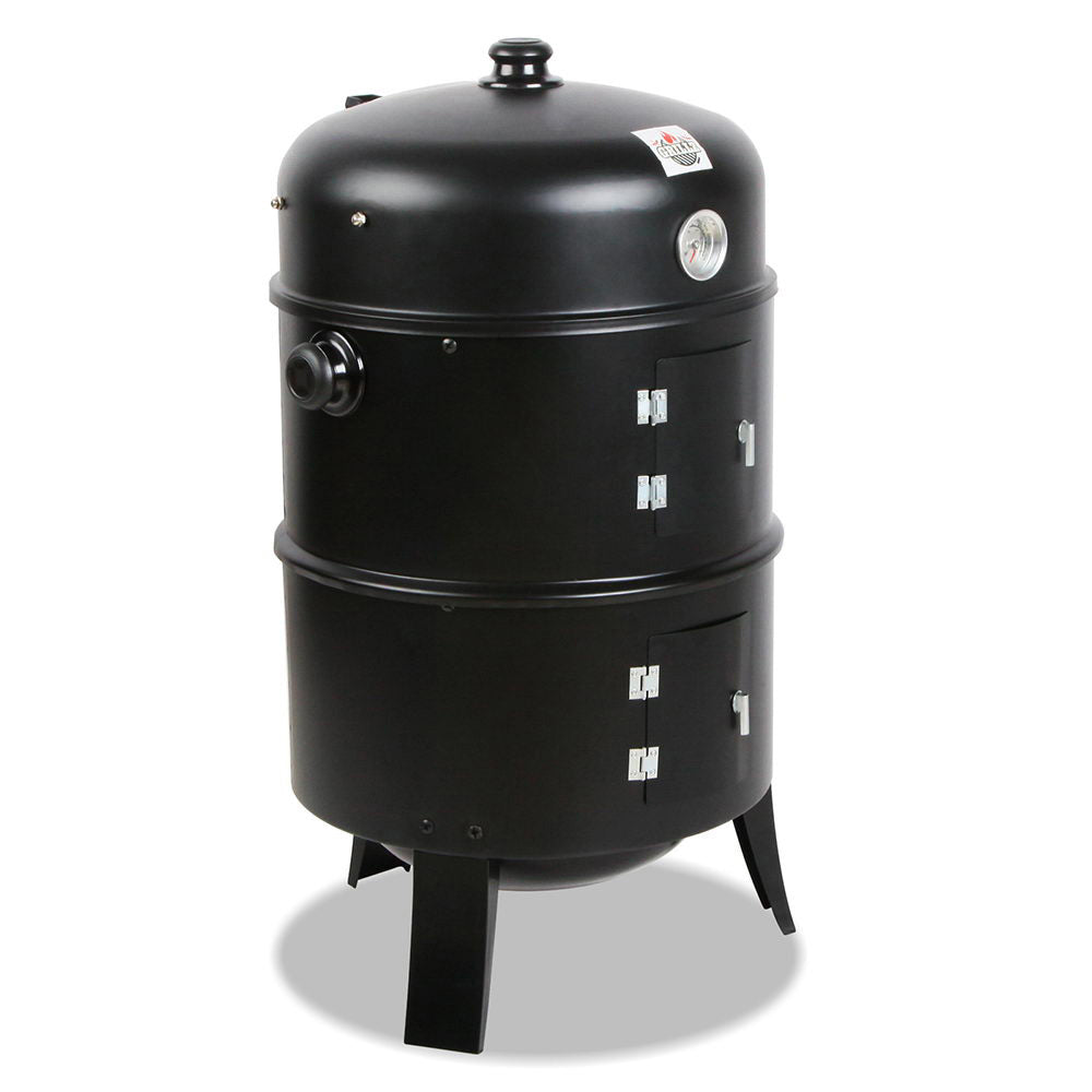 Grillz 3-in-1 Charcoal BBQ Smoker - Black