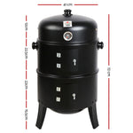 Grillz 3-in-1 Charcoal BBQ Smoker - Black