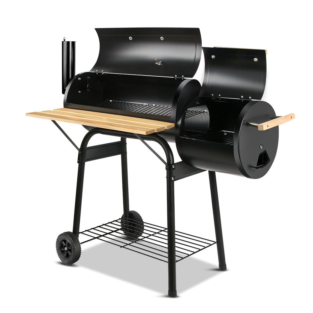 Grillz 2-in-1 Offset BBQ Smoker - Black