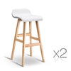 Artiss Set of 2 PU Leather and Wood Bar Stool - White