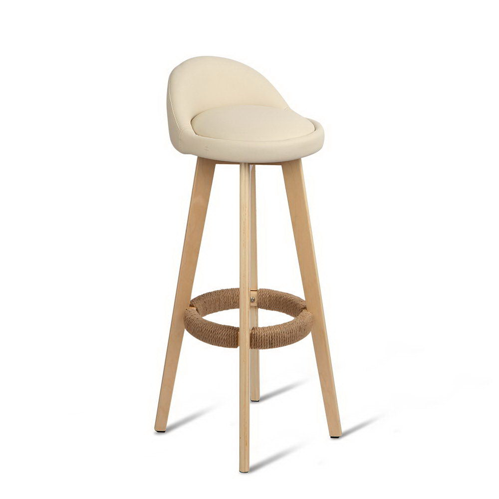 Artiss Set of 2 PU Leather Bar Stools - Beige