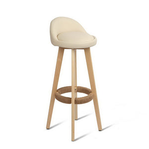 Artiss Set of 2 PU Leather Bar Stools - Beige