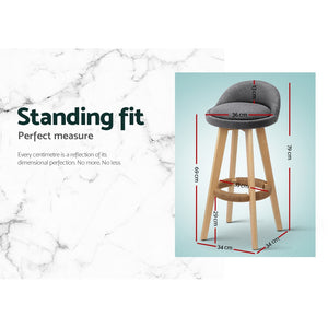Artiss Set of 2 Fabric Bar Stools-Grey