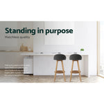 Artiss Set of 2 Fabric Bar Stools-Grey